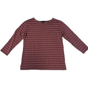 Free Fly 3/4 Sleeve Mauve Striped Bamboo Shirt Women’s Size Small Casual Light